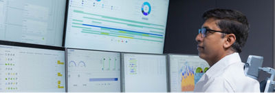 Operator monitoring data on screens