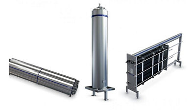 Different heat exchangers with white background