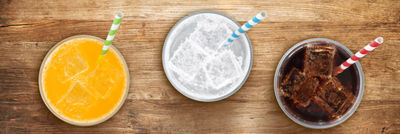 soft drinks in glasses