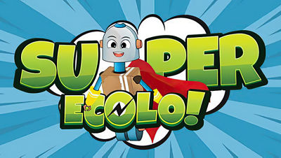 Super Ecolo cartoon logo with robot