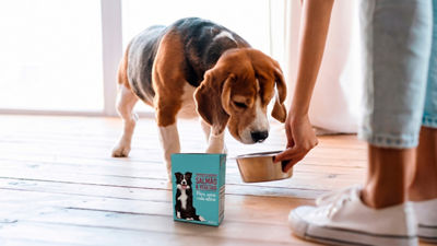 Alimentação de cães, ração animal em embalagem cartonada Tetra Recart