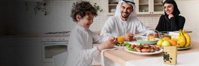 Family having dinner, beans in Tetra Recart carton package