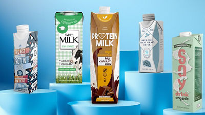 Tetra Brik Aseptic carton package on podium