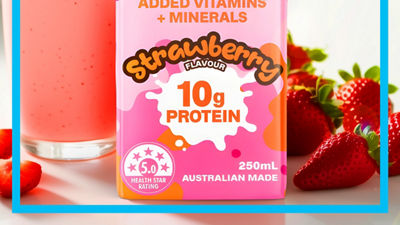 Famous kids protein shake top of package.