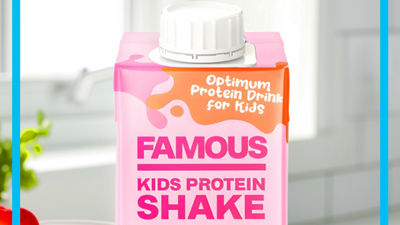 Famous kids protein shake top of package.