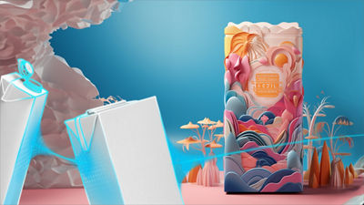 Motif fantaisie en couches sur une brique alimentaire