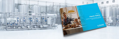 Farm Dairy brochure, nature scenery illustration in background