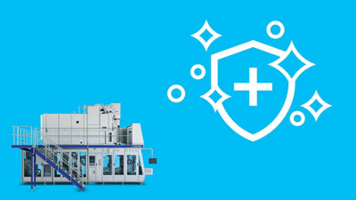 Filling machine and emblem icon illustration