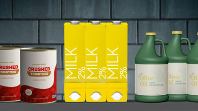 Food Containers on Shelf Closeup