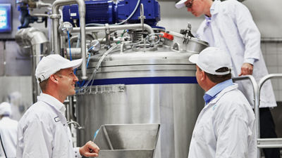 Food technicians at plant