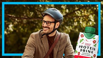 Man with bicycle helmet