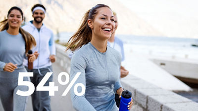 People running, data  54%