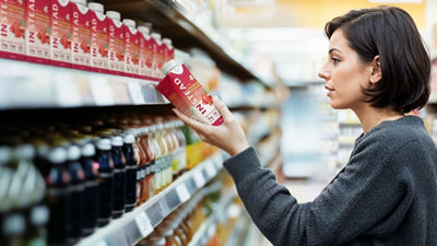 Woman looking for healthy beverages