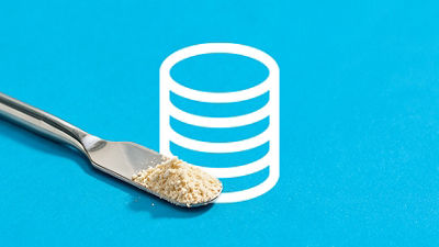  postbiotic powder on blue background 