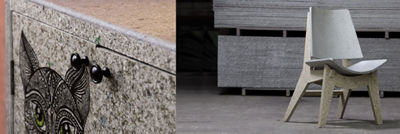 Muebles y tableros hechos de cajas de cartón