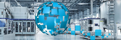 Globo terráqueo en una fábrica