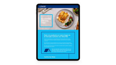 image of a tablet with a tetra pak landing page on