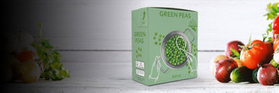 Peas in Tetra Recart carton package and fresh vegetables