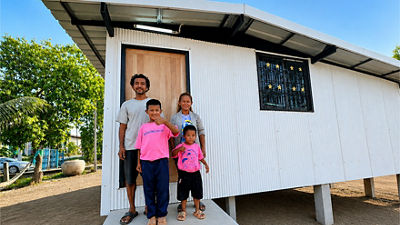 Roofing sheets, polyAI, made from recycled cartons.