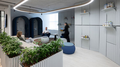 Área de descanso de la oficina de Tetra Pak en Groot