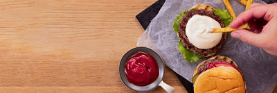 burger with a lot of condiments