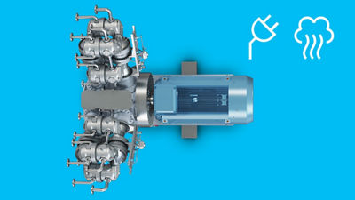 Pompe à chaleur HighLift, icônes d'énergie et de vapeur