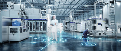 Three factory workers 