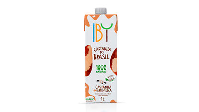 Bebida de leite vegetal de castanha do Brasil sabor baunilha em embalagem Tetra Pak