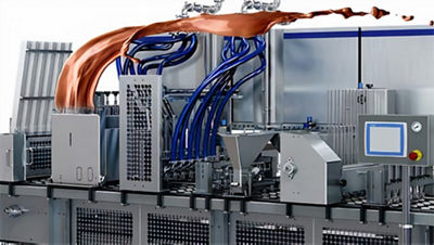 Máquina de llenado de helados con remolino de chocolate