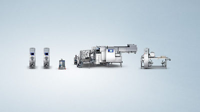 Medium-capacity rotary moulding line producing 15,000 ice cream sticks per hour