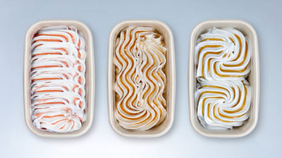 Three different ice cream patterns in packages