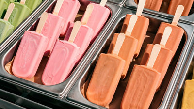 ice cream sticks sorted in colors 