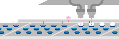 Iconographique, convoyeur, cônes et capteurs