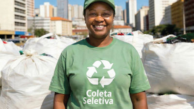 catadora responsável pela coleta seletiva em cidade
