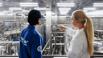 employees looking at plant