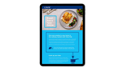 image of a tablet with a tetra pak landing page on