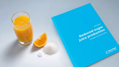 Juice, sugar lumps and brochure