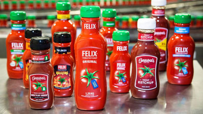 Orkla ketchup in plastic bottles