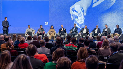 A leader talking at a conference
