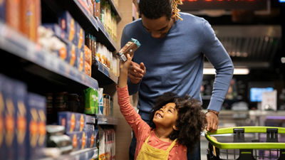 Man and girl in store