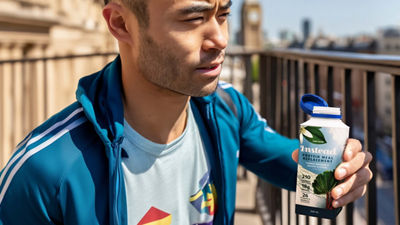 Hombre bebiendo de un envase Tetra Top