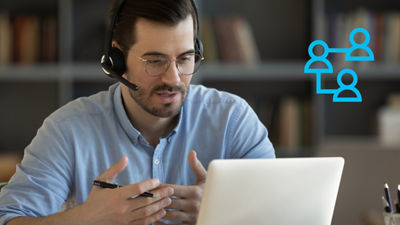 man in front of computer