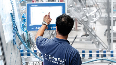 Man in front of screen