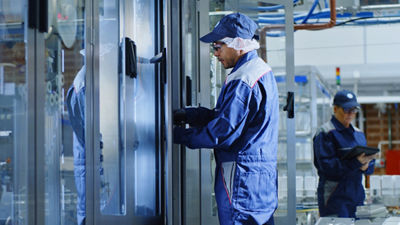 man upgrading filling machine