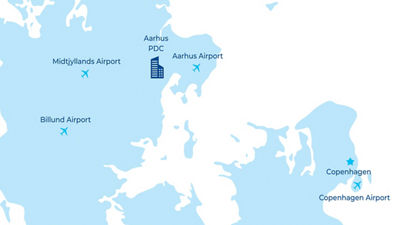 map of Denmark pointing out Aarhus