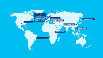 Global map, Tetra Pak Product Development Centres