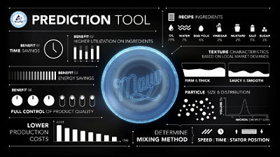 Mayonnaise bowl and egg yolk on table 