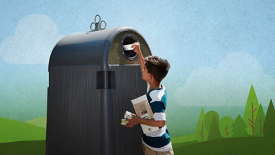 Menino reciclando lixo