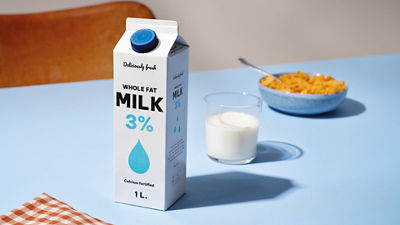 Milk carton on a table