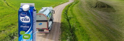 Valio eila milk in Tetra Rex carton package and milk truck